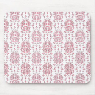 rosa Roses florales Damaskusmuster Mousepad