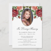 Rosa Roses Foto Gedenkservice Einladung (Vorderseite)