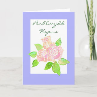 Rosa Roses Geburtstagskarte: Welsh Greeting Karte