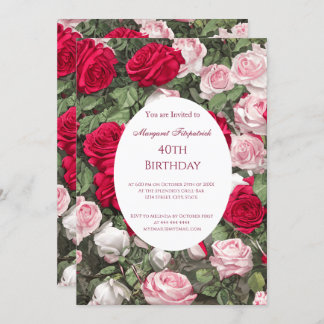 Rosa Roses Geburtstagsparty Einladung