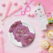 Rosa Roses Geburtstagspopplette Pappteller (Party)