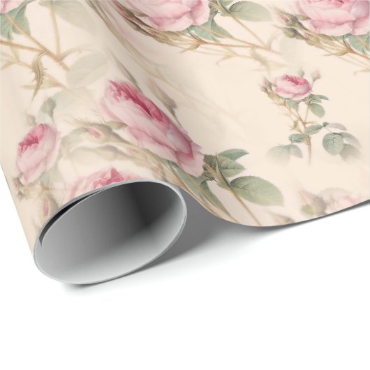 Rosa Roses Geschenkpapier floral (Rolleneckpunkt)