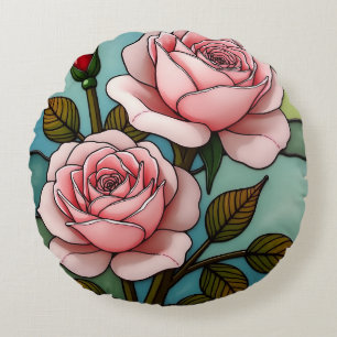 Rosa Roses gestanztes Glas Rundes Kissen