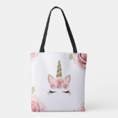 Rosa Roses Gold Glitzer Unicorn Trendy Niedlich Tasche (Rückseite)