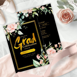 Rosa Roses Grad Foil Gold/Schwarz ID894 Folieneinladung