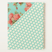 Rosa Roses Green Dots Girly Trendy Monogram Planer (Rückseite)