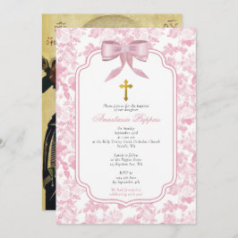 Rosa Roses Griechisch-Orthodoxe Christening Taufe Einladung