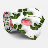 Rosa Roses Grüne Styles Nahtlose Muster Krawatte (Gerollt)