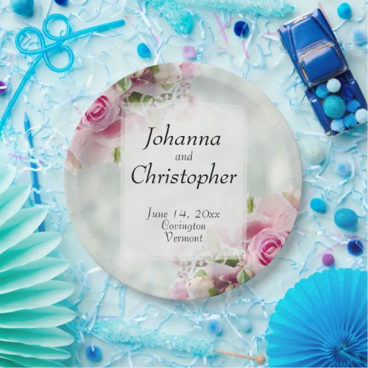 Rosa Roses Hochzeitspapier-Teller Pappteller (Party)