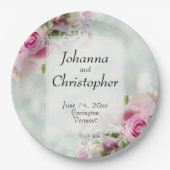 Rosa Roses Hochzeitspapier-Teller Pappteller (Vorderseite)