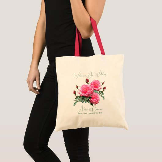 Rosa Roses Hochzeitssymbole - Willkommenssymbole Tragetasche (Vorderseite (Produkt))