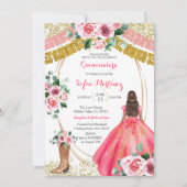 Rosa Roses Invite - Weißmexikanische Girl 15 Gebur Einladung (Vorderseite)