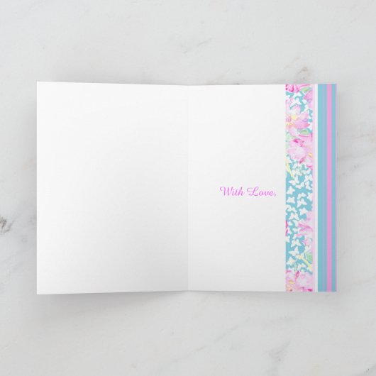 Rosa Roses June Birthday Card für eine Tante Karte (Innenseite)