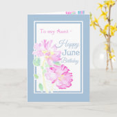 Rosa Roses June Birthday Card für eine Tante Karte (Gelbe Blume)