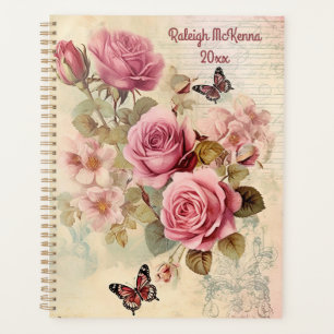Rosa Roses Junk Journal Style Illustration Classic Planer