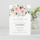 Rosa Roses Kinderdusche Einladung (Stehend Vorderseite)