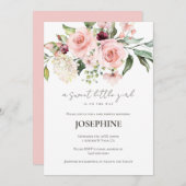 Rosa Roses Kinderdusche Einladung (Vorne/Hinten)