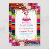 Rosa Roses mexikanische Fiesta Babydusche Einladung (Vorne/Hinten)