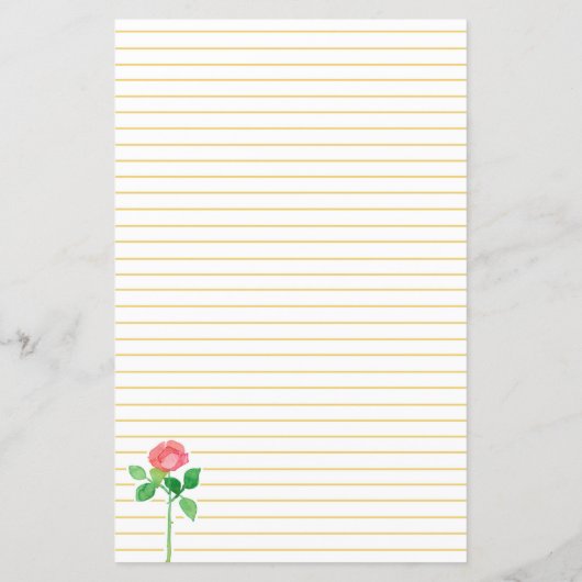 Rosa Roses Monogram Letter Writing Stationery (Rückseite)