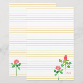 Rosa Roses Monogram Letter Writing Stationery