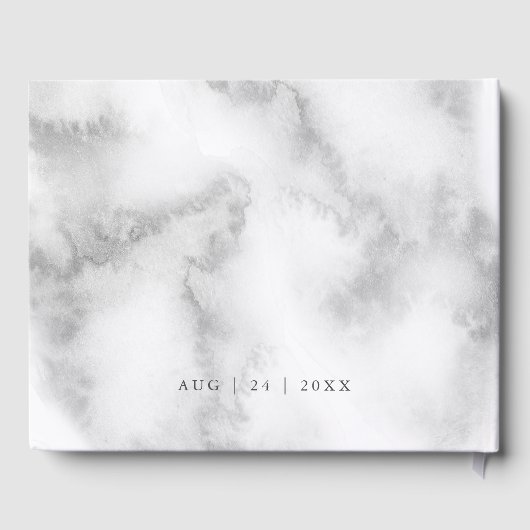 Rosa Roses Pewter Watercolor BarefootBride™ Gästebuch (Rückseite)