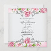 Rosa Roses Pink Baby Girl Dusche Einladung (Rückseite)