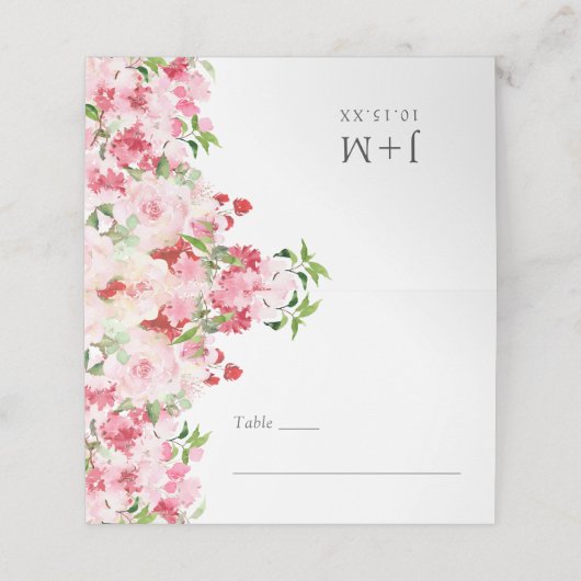 Rosa Roses Platzkarte (Außenseite Aufgefaltet)