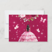 Rosa Roses Princess Butterfly & Foto Quinceanera Save The Date (Rückseite)