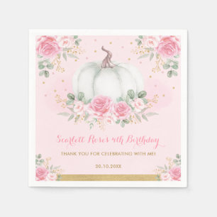 Rosa Roses Pumpkin Geburtstag Kinderduschfavoriten Serviette