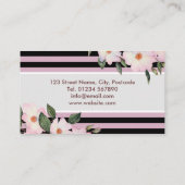 Rosa Roses Roses Blumenrosa Streifen Visitenkarte (Rückseite)