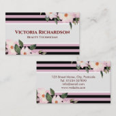 Rosa Roses Roses Blumenrosa Streifen Visitenkarte (Vorne/Hinten)