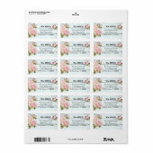 Rosa Roses Rustic Aqua Fence Neue Adresse Adressaufkleber (Vorne)