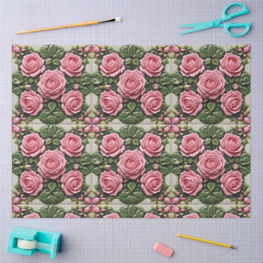 Rosa Roses Schöne Sammlung Moderne Kunst Seidenpapier (Basteln)