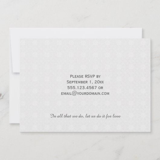 Rosa Roses Schwarz-weiß Ribbon Hochzeiten Empfangs Einladung (Rückseite)