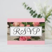 Rosa Roses Silver Wedding RSVP (Stehend Vorderseite)
