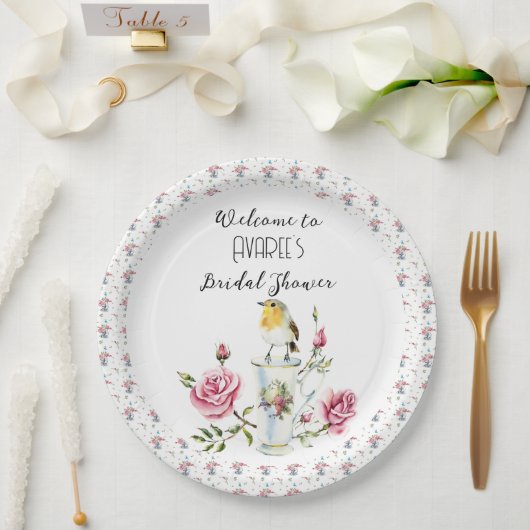 Rosa Roses Tee Party Dusche Pappteller (Hochzeit)