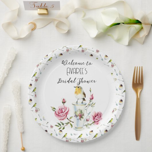 Rosa Roses Tee Party Dusche Pappteller (Hochzeit)