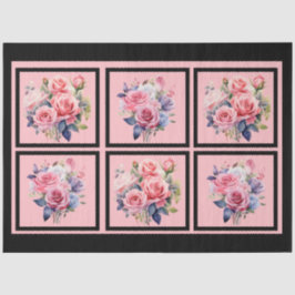 Rosa Roses Tiled Decoupage Seidenpapier
