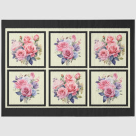 Rosa Roses Tiled Decoupage Seidenpapier