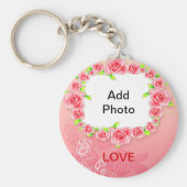 Rosa Roses Valentine Fügen Sie Ihr Foto hinzu Schlüsselanhänger (Vorne)
