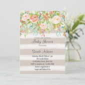 Rosa Roses Vintage Kinderdusche Einladung (Stehend Vorderseite)