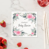 Rosa Roses Wasserfarbe Blumenjungen Dusche Napkins Serviette (Beispiel)