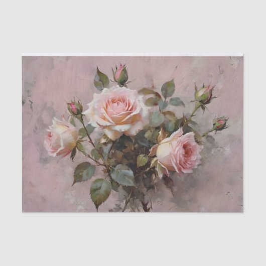 Rosa Roses Wasserfarbe Dekoute Seidenpapier (Vorderseite)