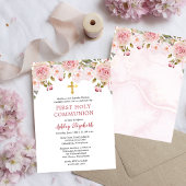 Rosa Roses Wasserfarbe Florenz Erste heilige Kommu Einladung