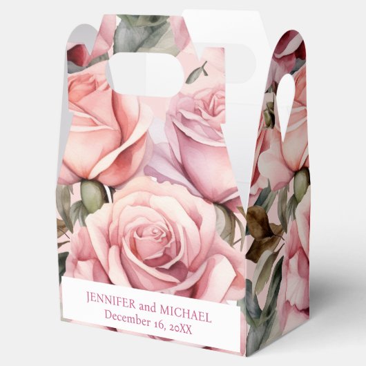 Rosa Roses Wasserfarben Gefälligkeitsboxen Geschenkschachtel (Geöffnet)