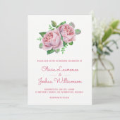 Rosa Roses Watercolor Einladungen für Hochzeiten (Stehend Vorderseite)