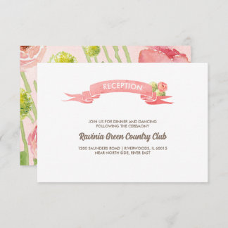 Rosa Roses Watercolor Hochzeitskarte RSVP Karte