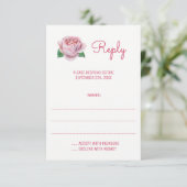 Rosa Roses Watercolor Hochzeitskarten RSVP Karte (Stehend Vorderseite)