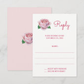 Rosa Roses Watercolor Hochzeitskarten RSVP Karte (Vorne/Hinten)