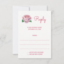 Rosa Roses Watercolor Hochzeitskarten RSVP Karte